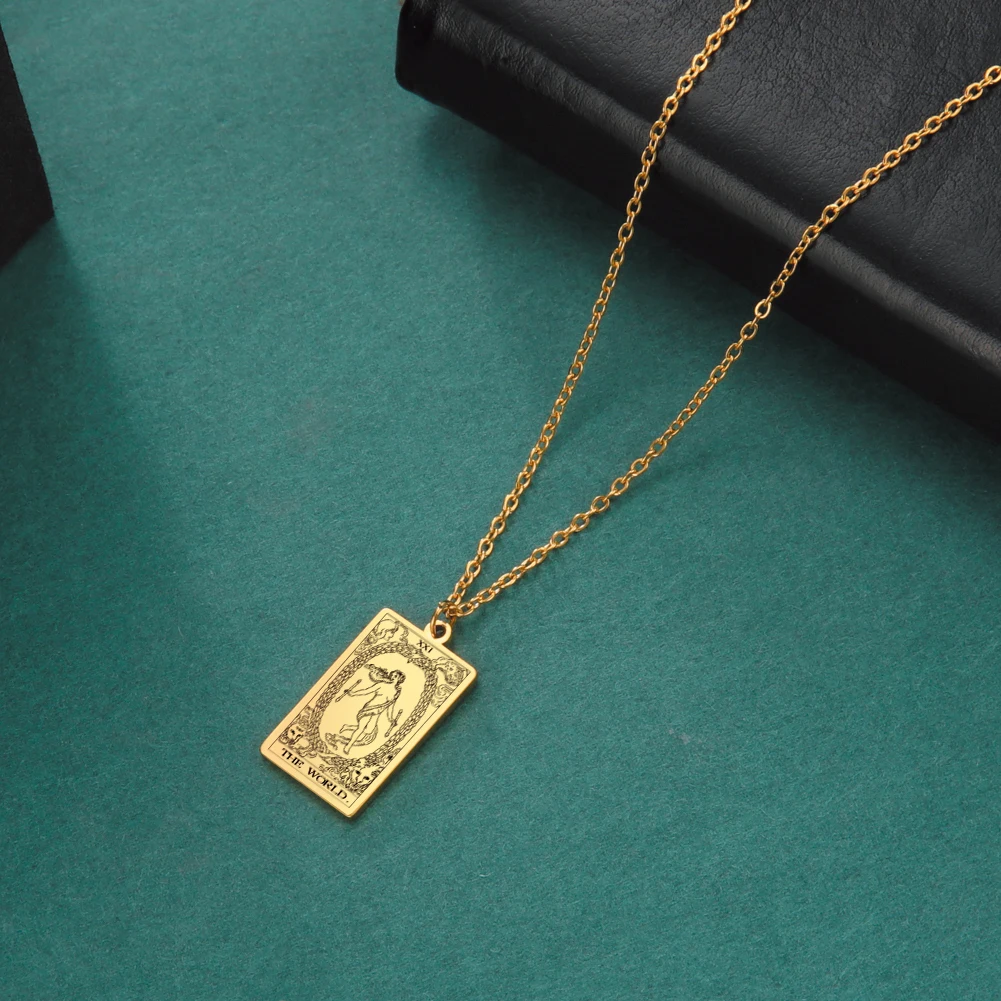 Stainless Steel Classic Tarot Pendant Necklace Major Cigano Fortune Telling Necklace Star/Moon/Death Symbol Pendant Accessory