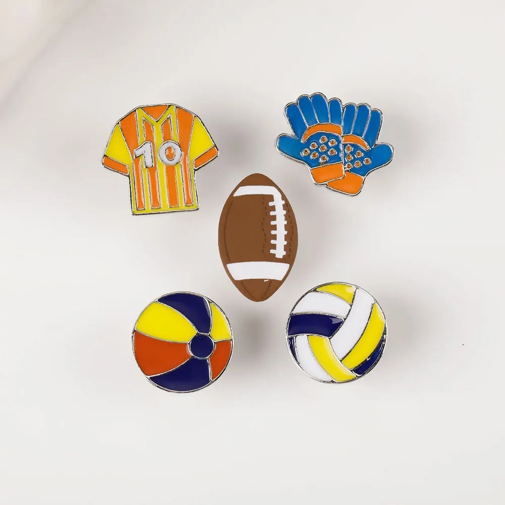 Football Basketball Rugby Baseball Beach ball Volleyball Hard Enamel Pins For Sport Lovers Bag Backpack Jacket Jewelry Brooches