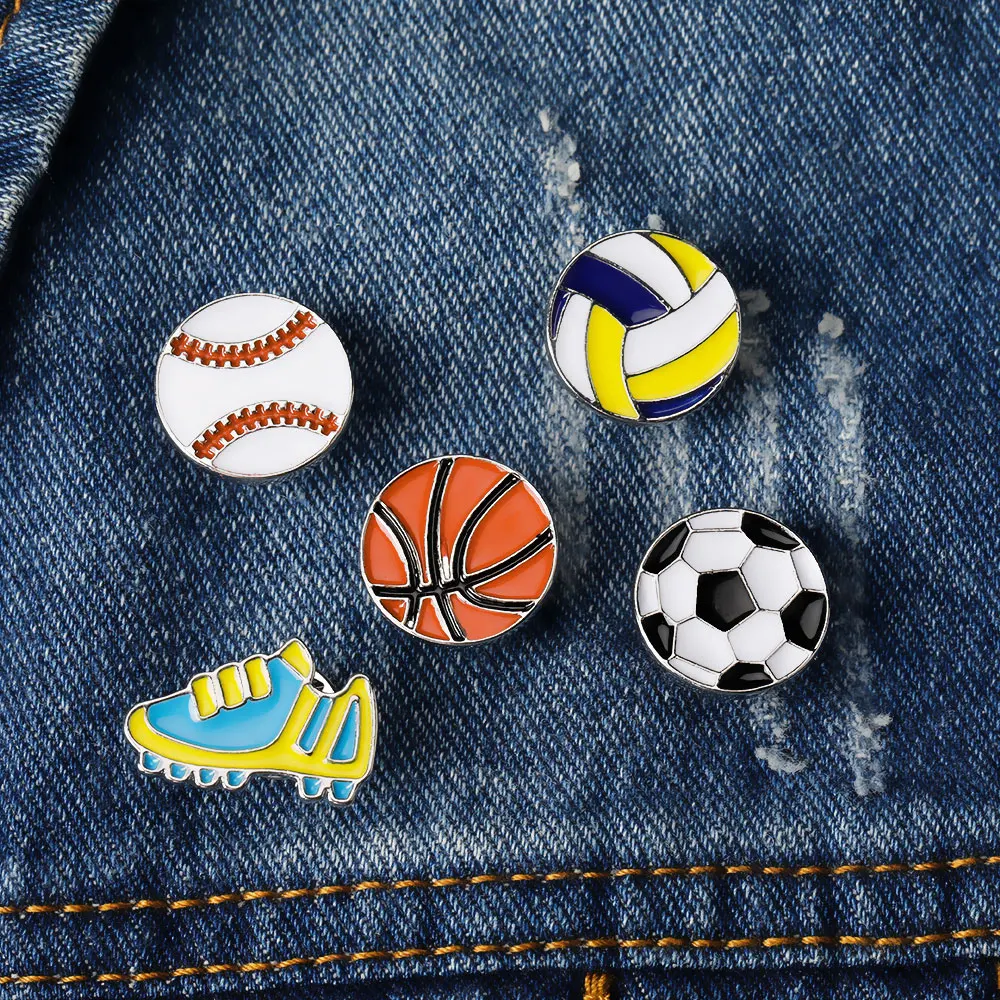 Football Basketball Rugby Baseball Beach ball Volleyball Hard Enamel Pins For Sport Lovers Bag Backpack Jacket Jewelry Brooches