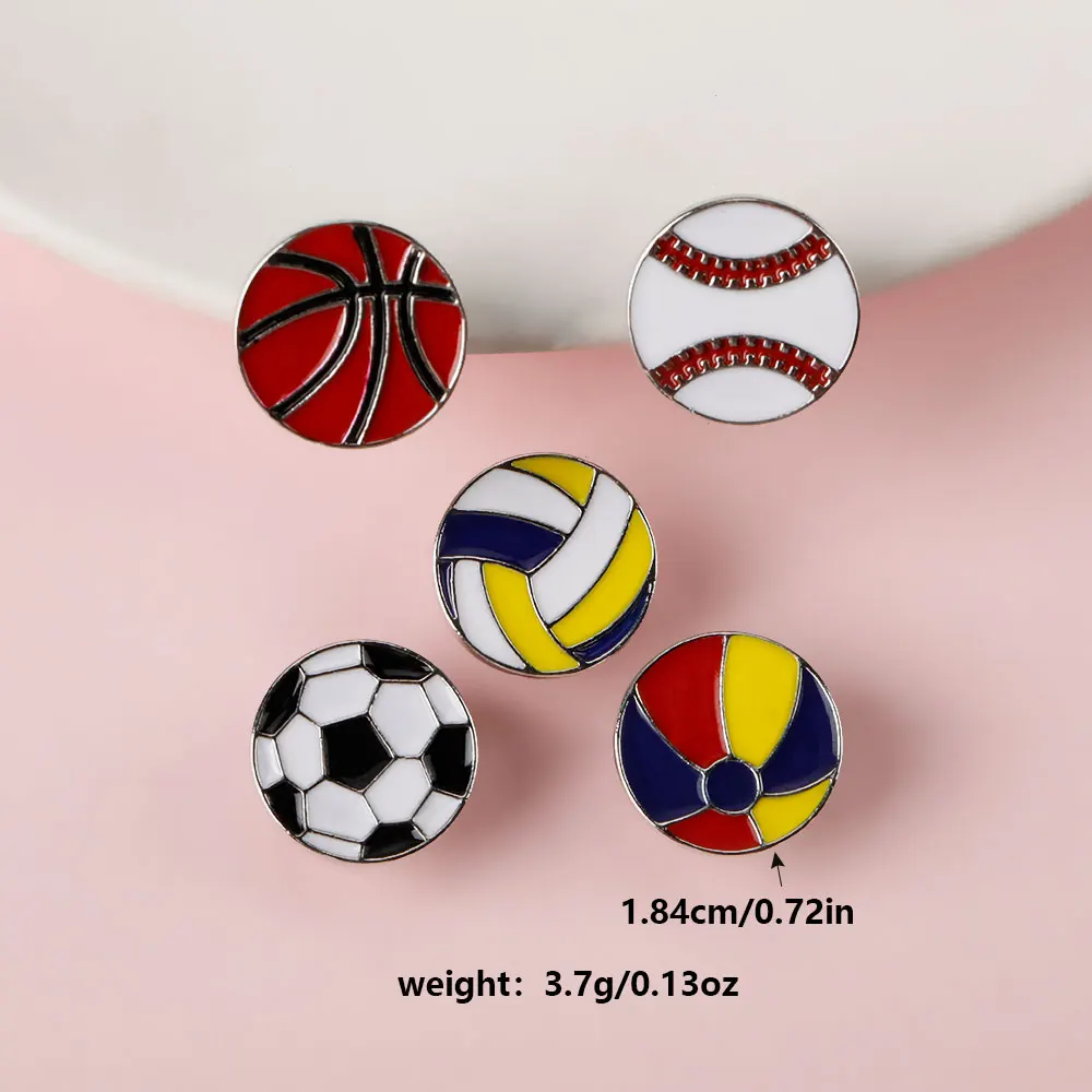 Football Basketball Rugby Baseball Beach ball Volleyball Hard Enamel Pins For Sport Lovers Bag Backpack Jacket Jewelry Brooches