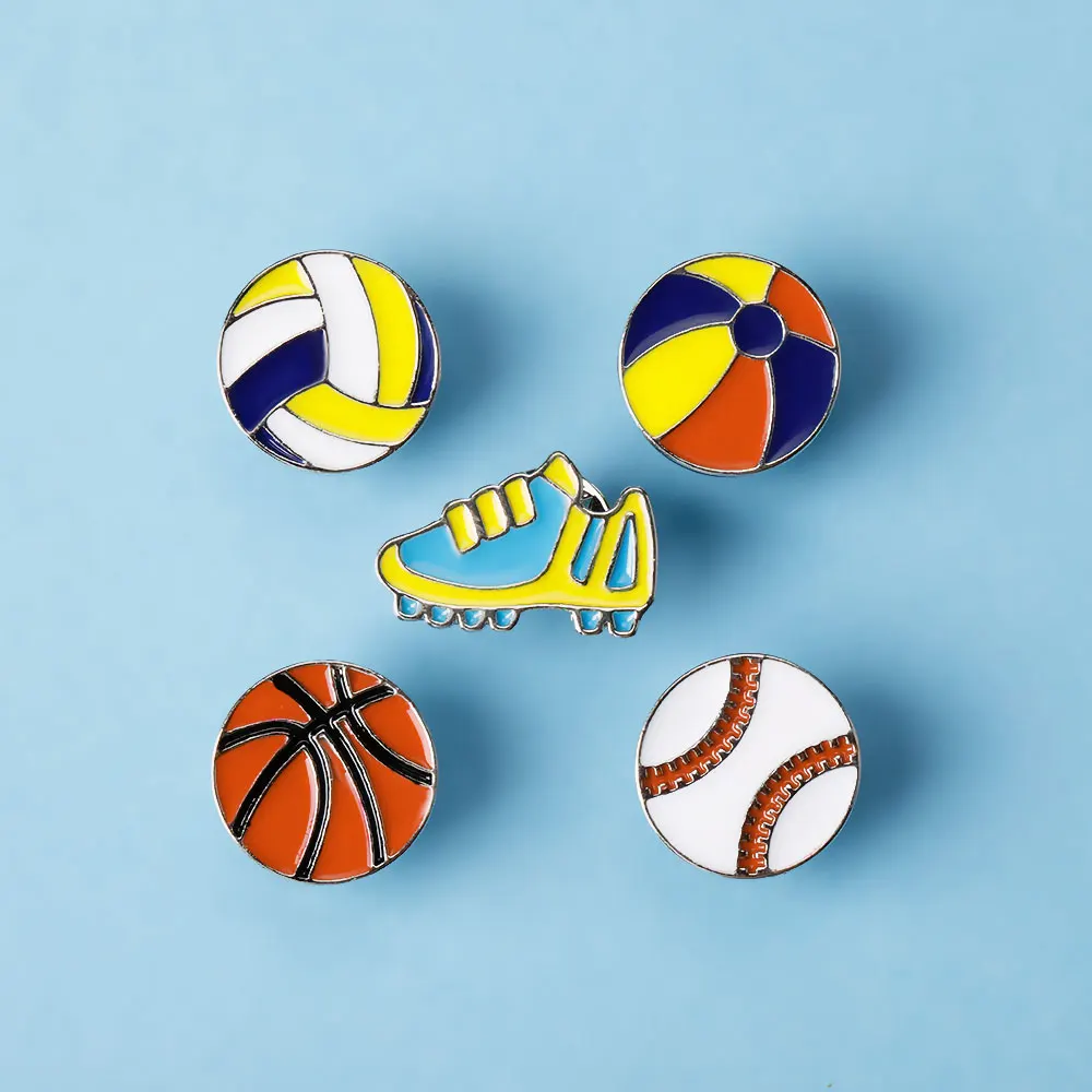 Football Basketball Rugby Baseball Beach ball Volleyball Hard Enamel Pins For Sport Lovers Bag Backpack Jacket Jewelry Brooches