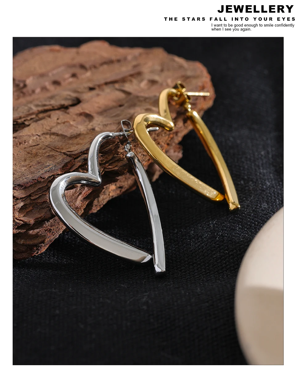 Yhpup Removable Minimalist Stainless Steel Heart Love Hollow Hoop Earrings Anti Allergic Fashion Gold Color Jewelry Bijoux