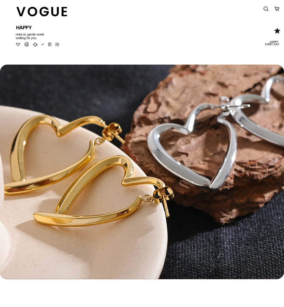 Yhpup Removable Minimalist Stainless Steel Heart Love Hollow Hoop Earrings Anti Allergic Fashion Gold Color Jewelry Bijoux