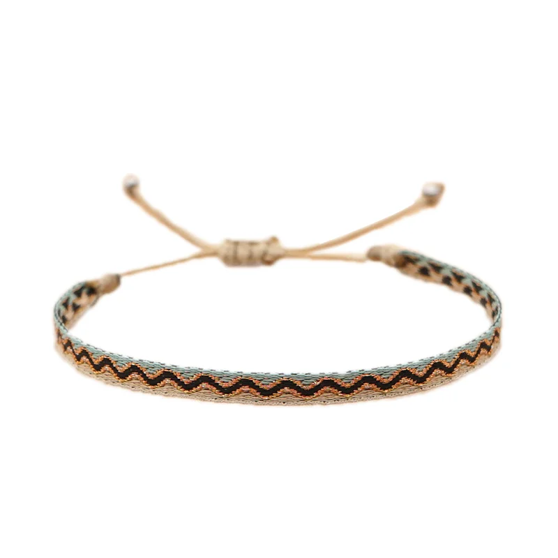Fashion Handmade Cotton Rope Sport Set Bracelets for Women Men Retro 925 Tibetan Silver C-Bangle Multilayered Jewelry Gift
