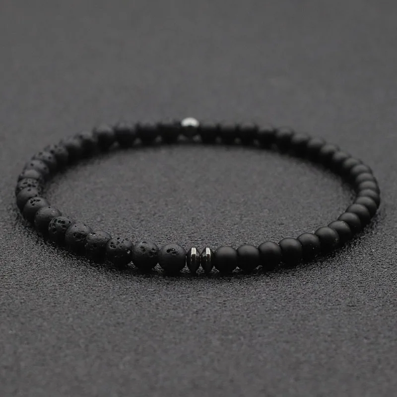 New Fashion 4mm Beads Bracelet Unisex Natural Map Volcanic Stone Braclet Meditation Yoga Hematite Braslet Handmade Jewelry Joias