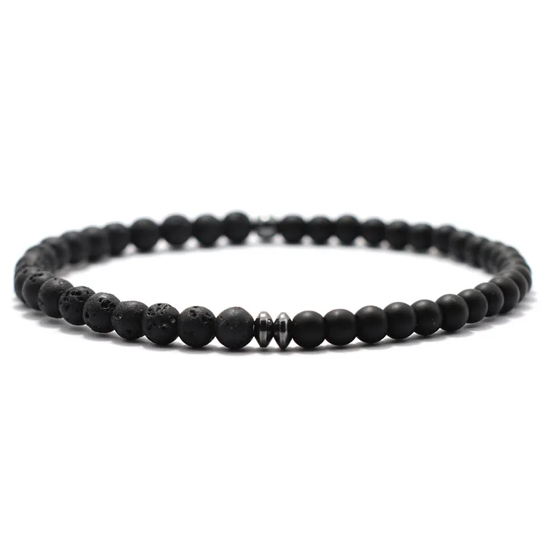 New Fashion 4mm Beads Bracelet Unisex Natural Map Volcanic Stone Braclet Meditation Yoga Hematite Braslet Handmade Jewelry Joias