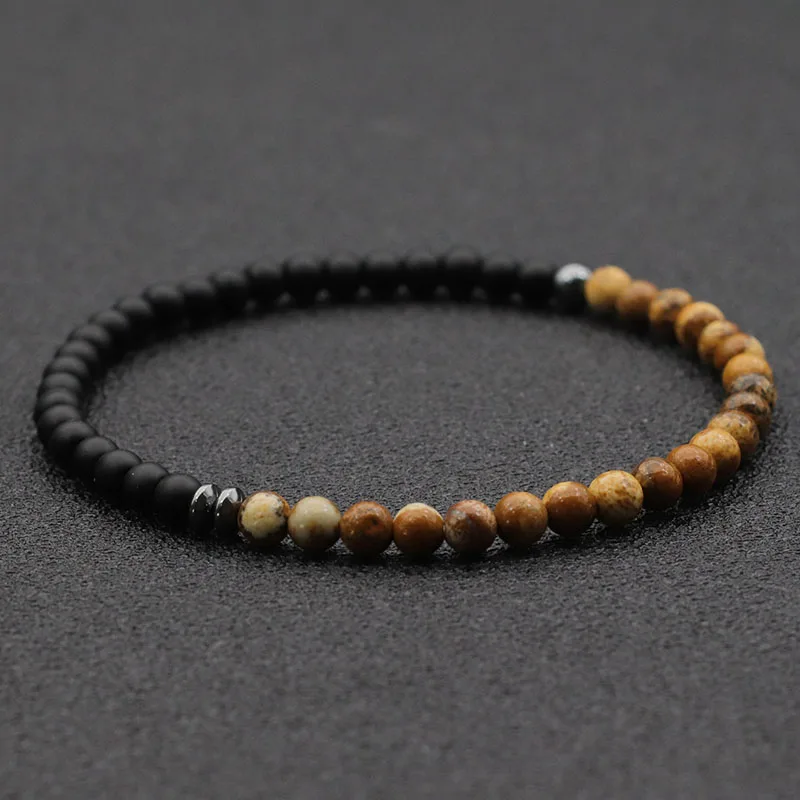 New Fashion 4mm Beads Bracelet Unisex Natural Map Volcanic Stone Braclet Meditation Yoga Hematite Braslet Handmade Jewelry Joias