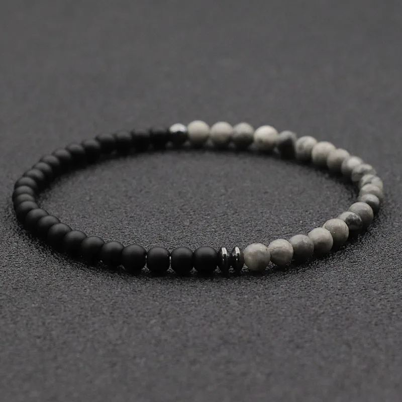 New Fashion 4mm Beads Bracelet Unisex Natural Map Volcanic Stone Braclet Meditation Yoga Hematite Braslet Handmade Jewelry Joias