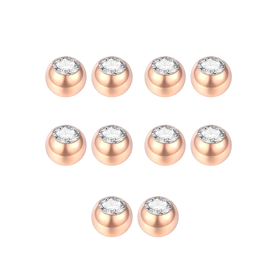 10pcs Stainless Steel Replacement Balls CZ Zircon Labret Tongue Ring Belly Eyebrow Piercing Attachment DIY Body Jewelry