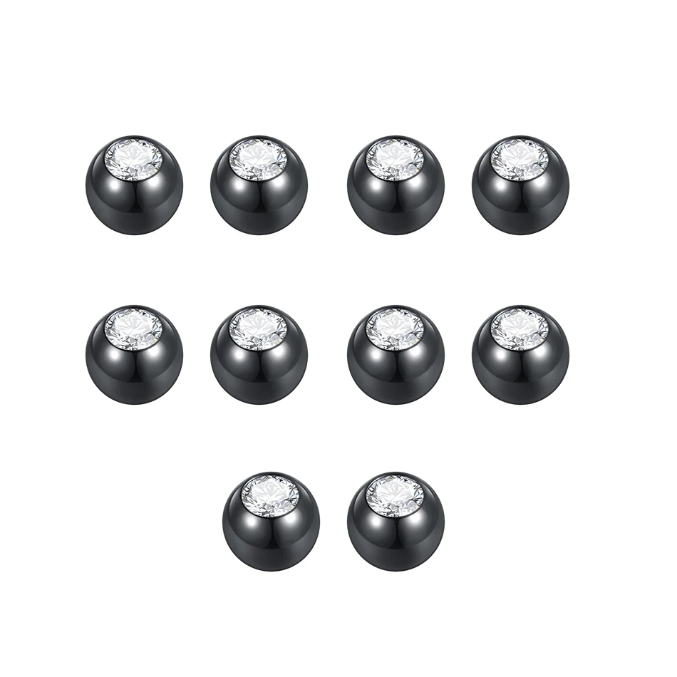 10pcs Stainless Steel Replacement Balls CZ Zircon Labret Tongue Ring Belly Eyebrow Piercing Attachment DIY Body Jewelry