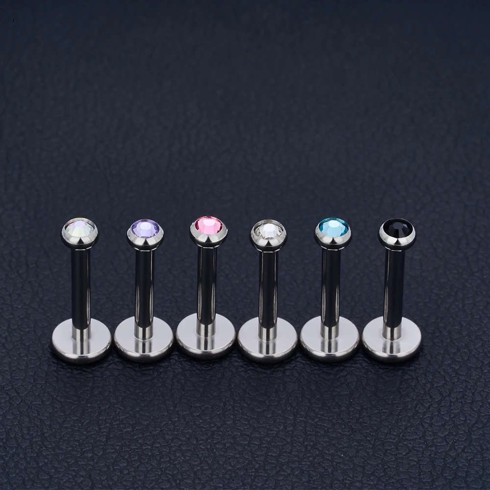10Pc 20/18/16g G23 Titanium Piercing CZ Lip Labre Earrings Set Lip Stud Ring Tragus Free Spiral Cartilage Piercings Body Jewelry