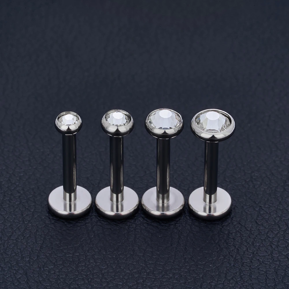 10Pc 20/18/16g G23 Titanium Piercing CZ Lip Labre Earrings Set Lip Stud Ring Tragus Free Spiral Cartilage Piercings Body Jewelry