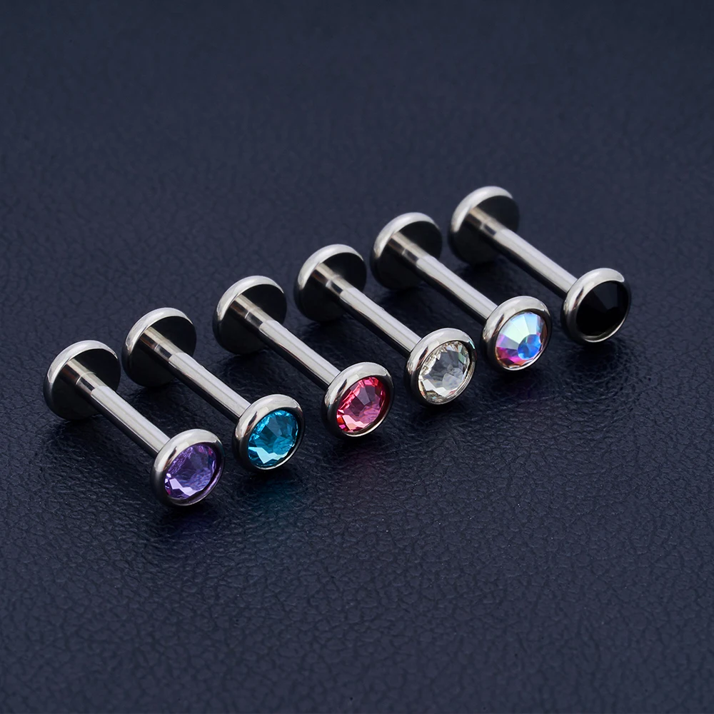 10Pc 20/18/16g G23 Titanium Piercing CZ Lip Labre Earrings Set Lip Stud Ring Tragus Free Spiral Cartilage Piercings Body Jewelry