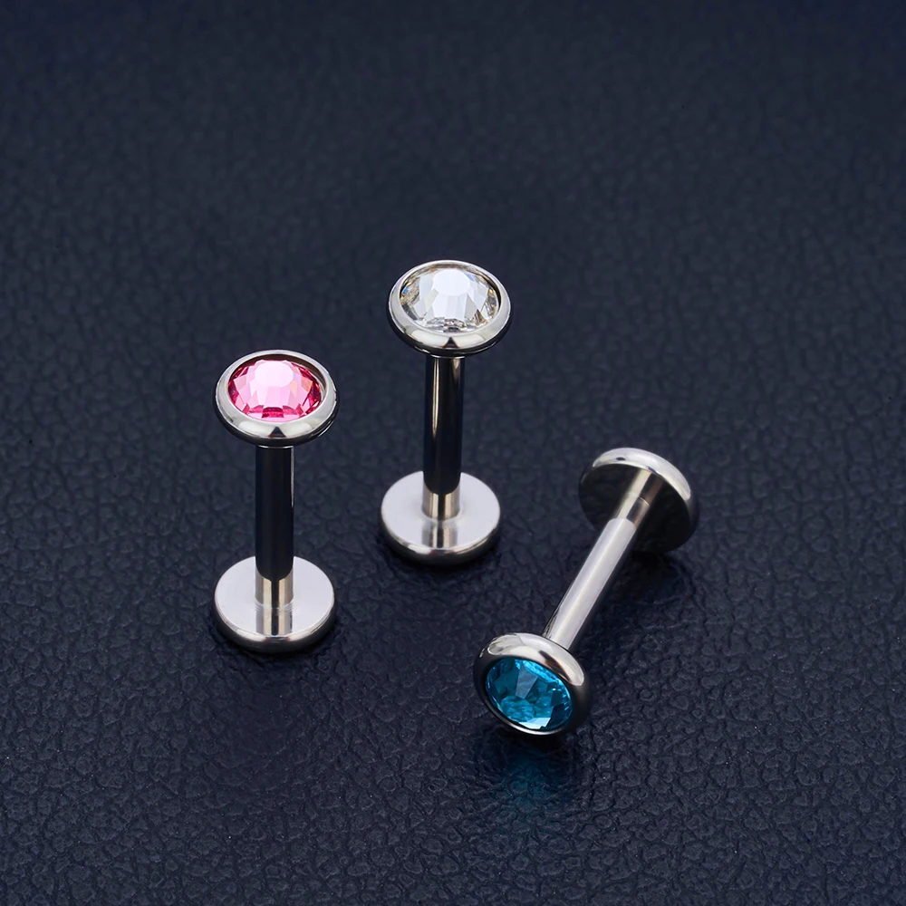 10Pc 20/18/16g G23 Titanium Piercing CZ Lip Labre Earrings Set Lip Stud Ring Tragus Free Spiral Cartilage Piercings Body Jewelry