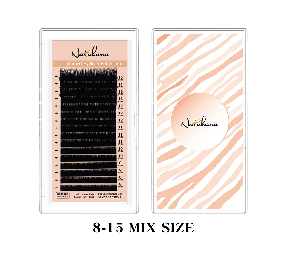 NATUHANA Matte Black Individual L/L+/LC/LD/LU(M)/N Curl Eyelashes Extension False Mink Lashes Soft Faux Silk Eyelashes Makeup