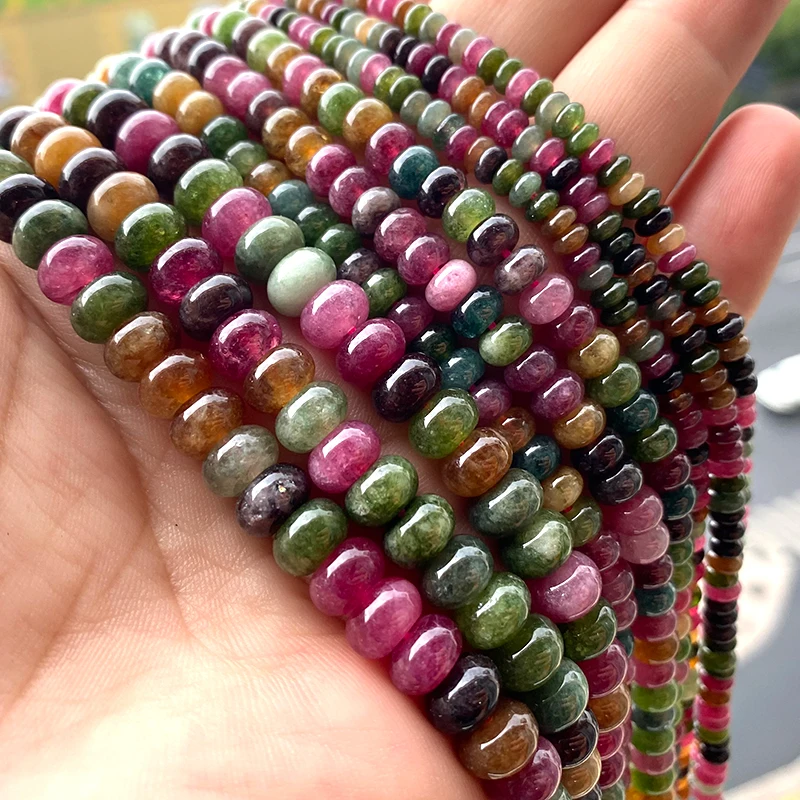 2x4MM 4x6MM 5X8MM Abacus Natural Stone Tourmaline Chalcedony Loose Space Beads for Jewelry Making Diy Bracelet Accessories 15''