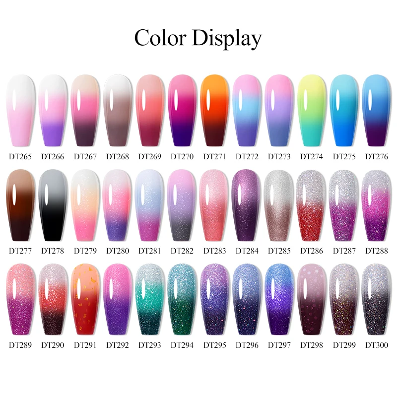 MEET ACROSS 7ml Glitter Sequins Thermal Gel Nail Polish 3 Layers Temperature Color Changing Semi Permanent UV Gel Varnish Nails