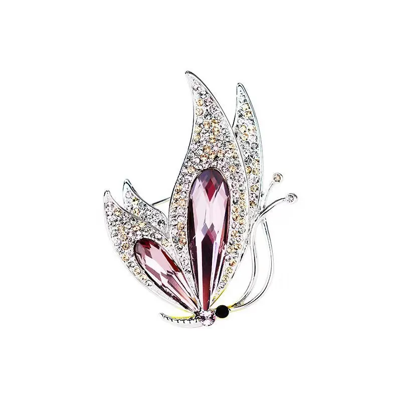 Luxury Crystal Butterfly Brooches For Women Rhinestone Elegant Fashion Animal Brooch Pins Dress Suit Accessories Jewery Gifts
