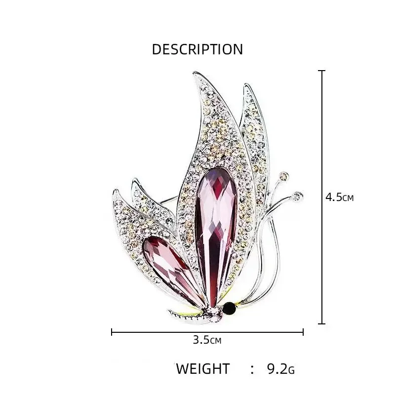 Luxury Crystal Butterfly Brooches For Women Rhinestone Elegant Fashion Animal Brooch Pins Dress Suit Accessories Jewery Gifts