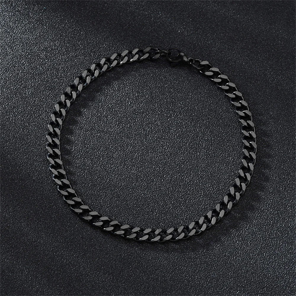 Hip Hop Stainless Steel Cuban Chain Bracelet For Women 3 5 7 mm Simple Stainless Steel Men Bracelet Gold Color Jewelry