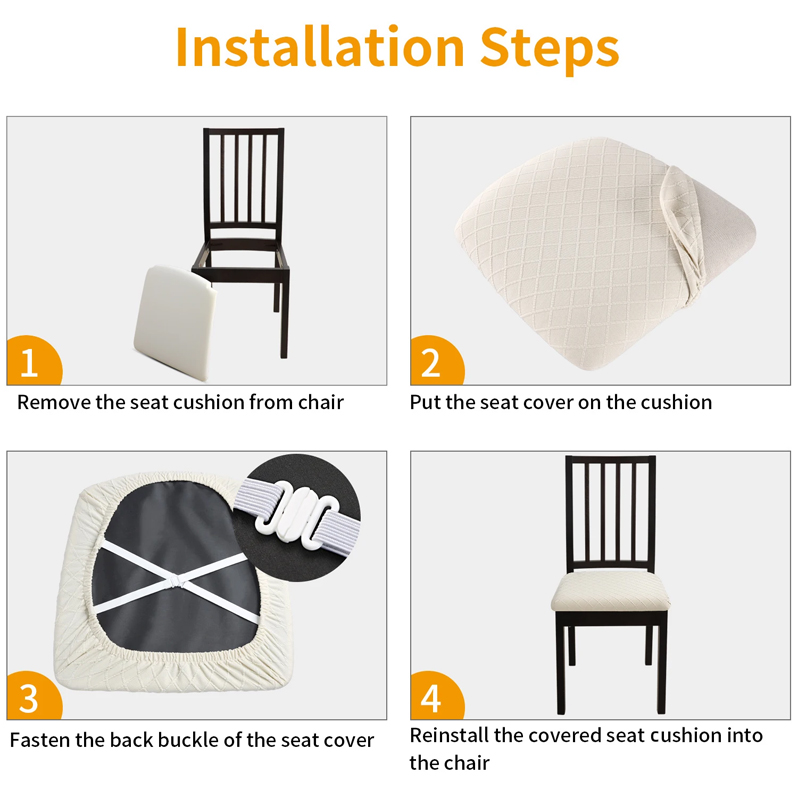 WaterProof Chair Seat Cover Dining Room Chair Covers Removable Washable Elastic Cushion Covers for Upholstered Dining Chair