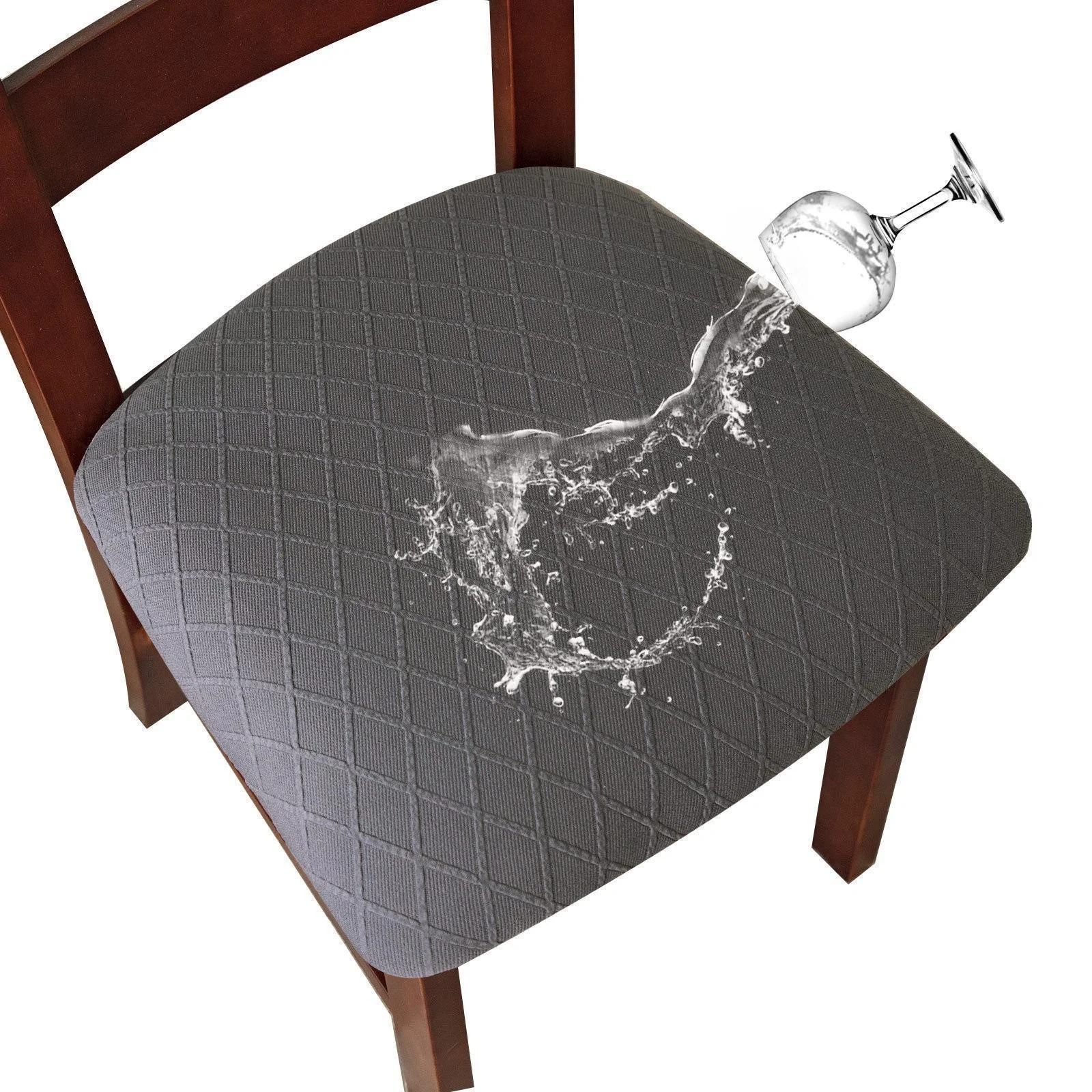 WaterProof Chair Seat Cover Dining Room Chair Covers Removable Washable Elastic Cushion Covers for Upholstered Dining Chair