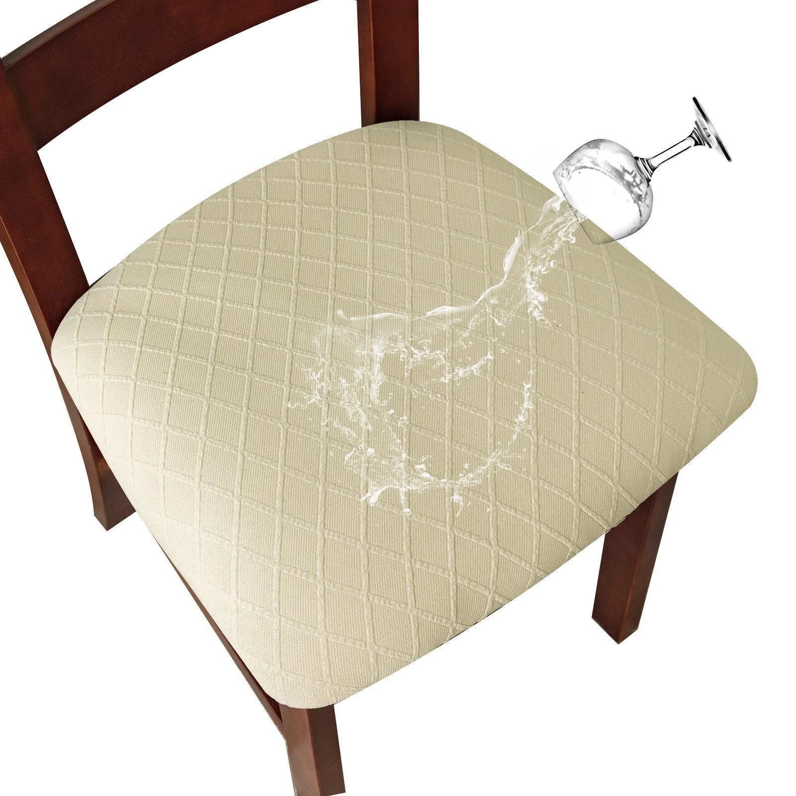 WaterProof Chair Seat Cover Dining Room Chair Covers Removable Washable Elastic Cushion Covers for Upholstered Dining Chair
