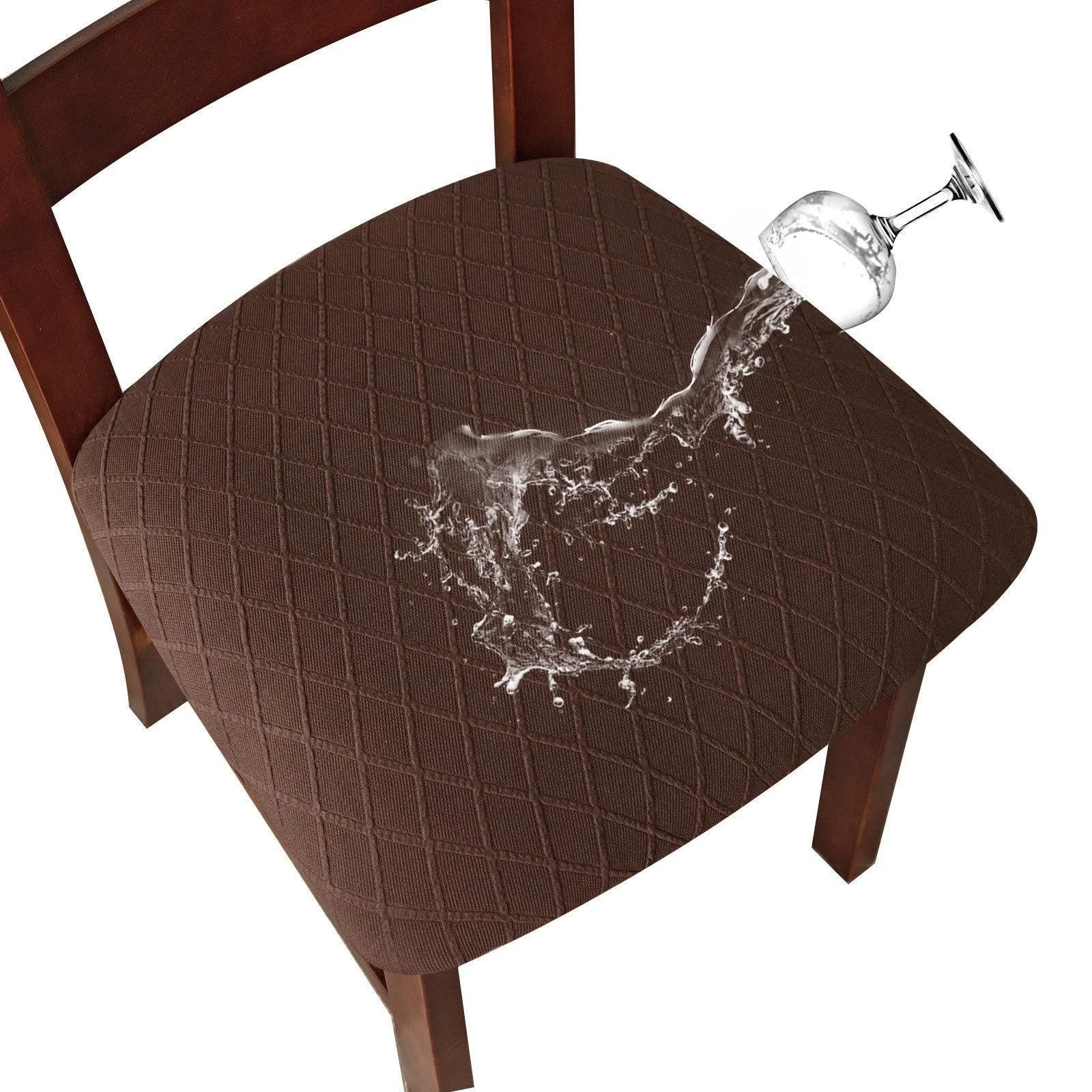 WaterProof Chair Seat Cover Dining Room Chair Covers Removable Washable Elastic Cushion Covers for Upholstered Dining Chair