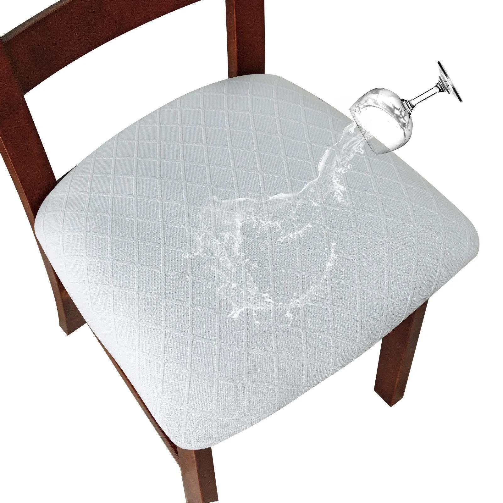 WaterProof Chair Seat Cover Dining Room Chair Covers Removable Washable Elastic Cushion Covers for Upholstered Dining Chair