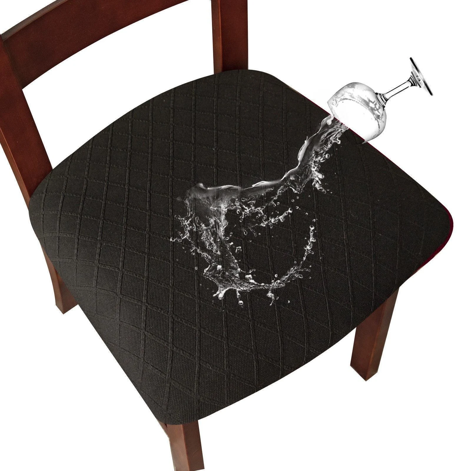 WaterProof Chair Seat Cover Dining Room Chair Covers Removable Washable Elastic Cushion Covers for Upholstered Dining Chair