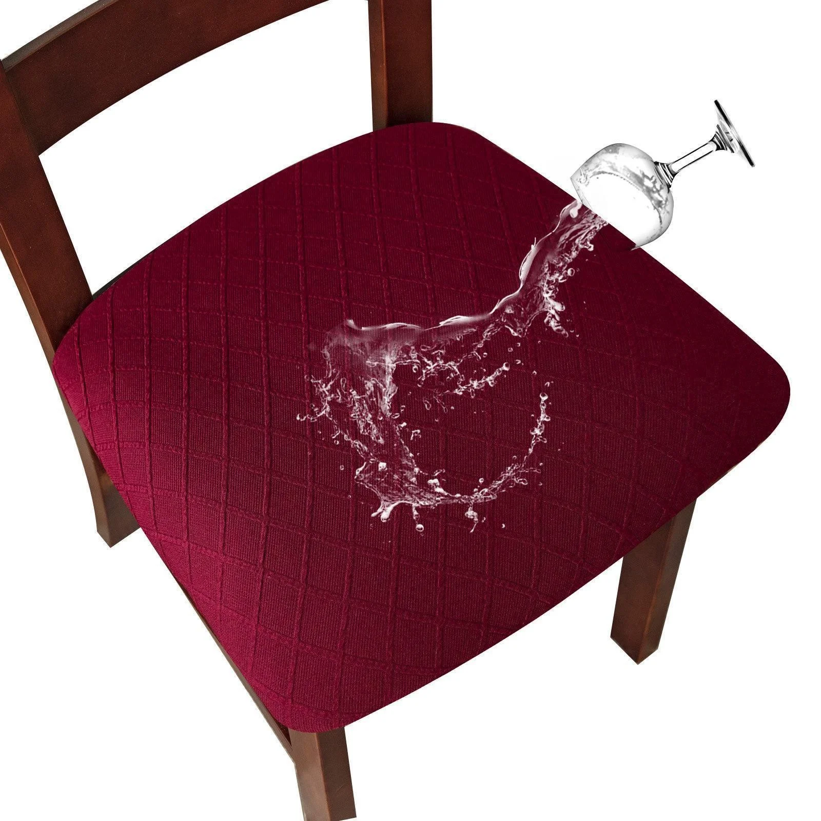 WaterProof Chair Seat Cover Dining Room Chair Covers Removable Washable Elastic Cushion Covers for Upholstered Dining Chair
