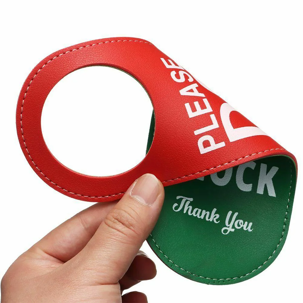 1PC 22.5x8.5CM Door Sign Do Not Disturb Please Knock Hanger Leather Tags Label Warning Bulletin Board For Hotel Mall Office