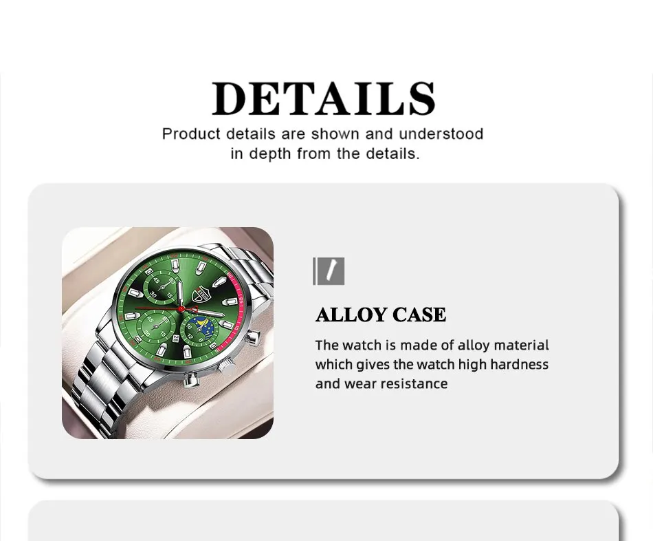 Fashion Mens Stainless Steel Watches Luxury Men Sports Quartz Wrist Watch Calendar Luminous Clock Male Business Casual Watch