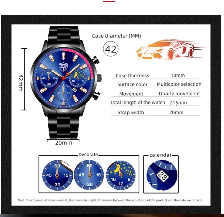 Fashion Mens Stainless Steel Watches Luxury Men Sports Quartz Wrist Watch Calendar Luminous Clock Male Business Casual Watch