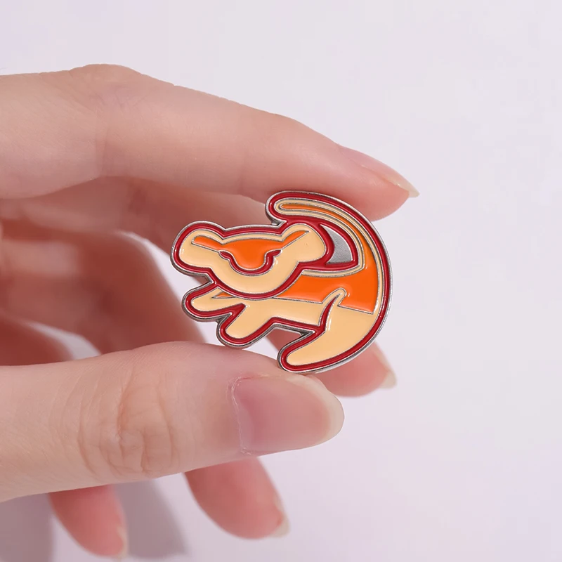 Baby Lion Enamel Pins Custom Animal Brooches Lapel Badges Classic Cartoon Movie Jewelry Gift for Fans Friends