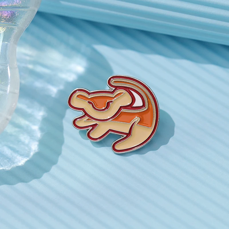Baby Lion Enamel Pins Custom Animal Brooches Lapel Badges Classic Cartoon Movie Jewelry Gift for Fans Friends