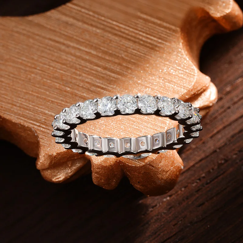 KNOBSPIN D VVS1 All Moissanite Rings for Women Man Engagement Wedding Eternity Band with GRA S925 Silver Plated 18k Gold Ring