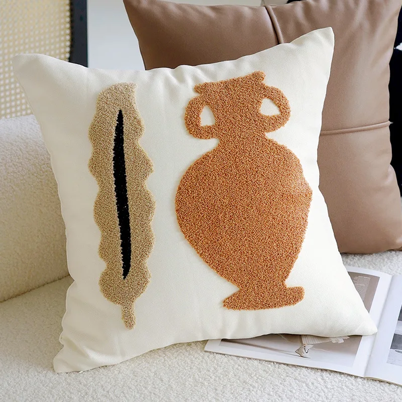 45x45CM Brown Vintage Nordic Throw Pillow Cover Cream Light luxury Sofa Cushion Waist Cover Simple Decorative Pillowcase