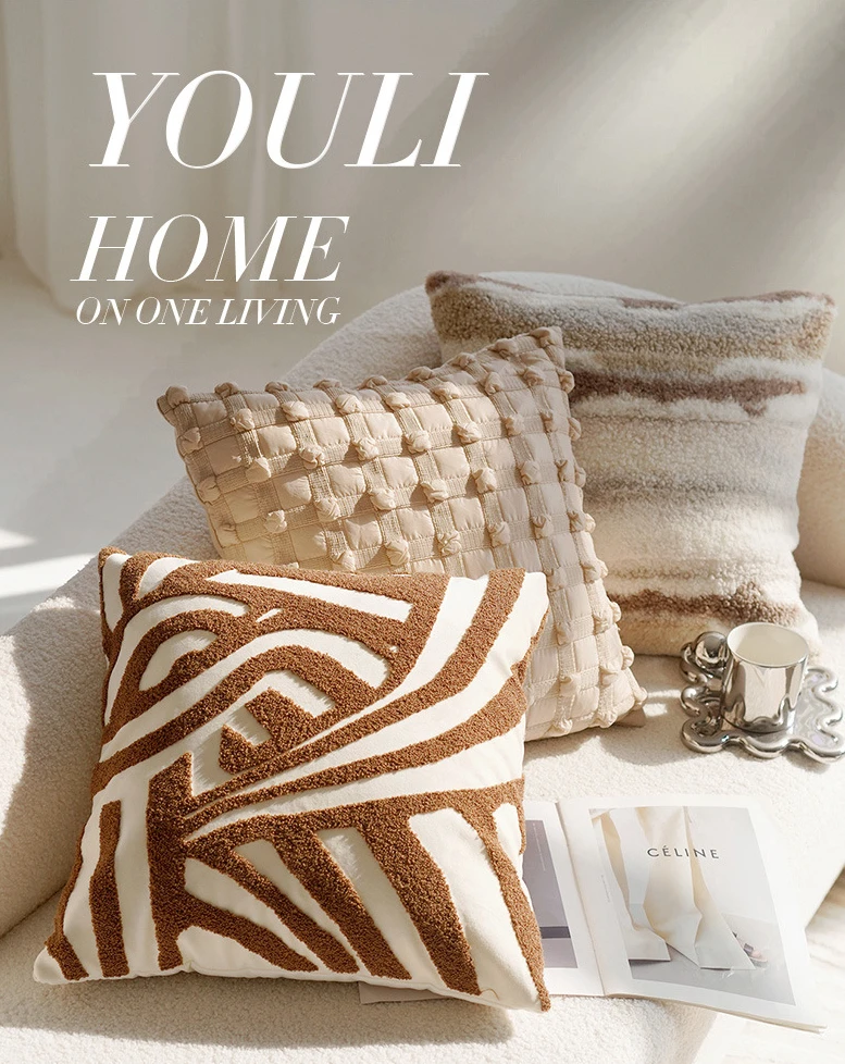 45x45CM Brown Vintage Nordic Throw Pillow Cover Cream Light luxury Sofa Cushion Waist Cover Simple Decorative Pillowcase