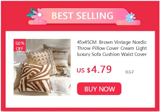 45x45CM Brown Vintage Nordic Throw Pillow Cover Cream Light luxury Sofa Cushion Waist Cover Simple Decorative Pillowcase