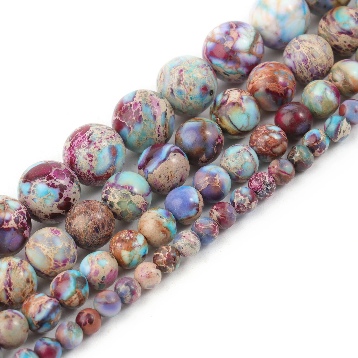 4/6/8/10mm Natural Stone Flower Purple Imperial Jasper High Quality Stone Spacer Beads For Jewelry Making DIY Bracelet Necklace