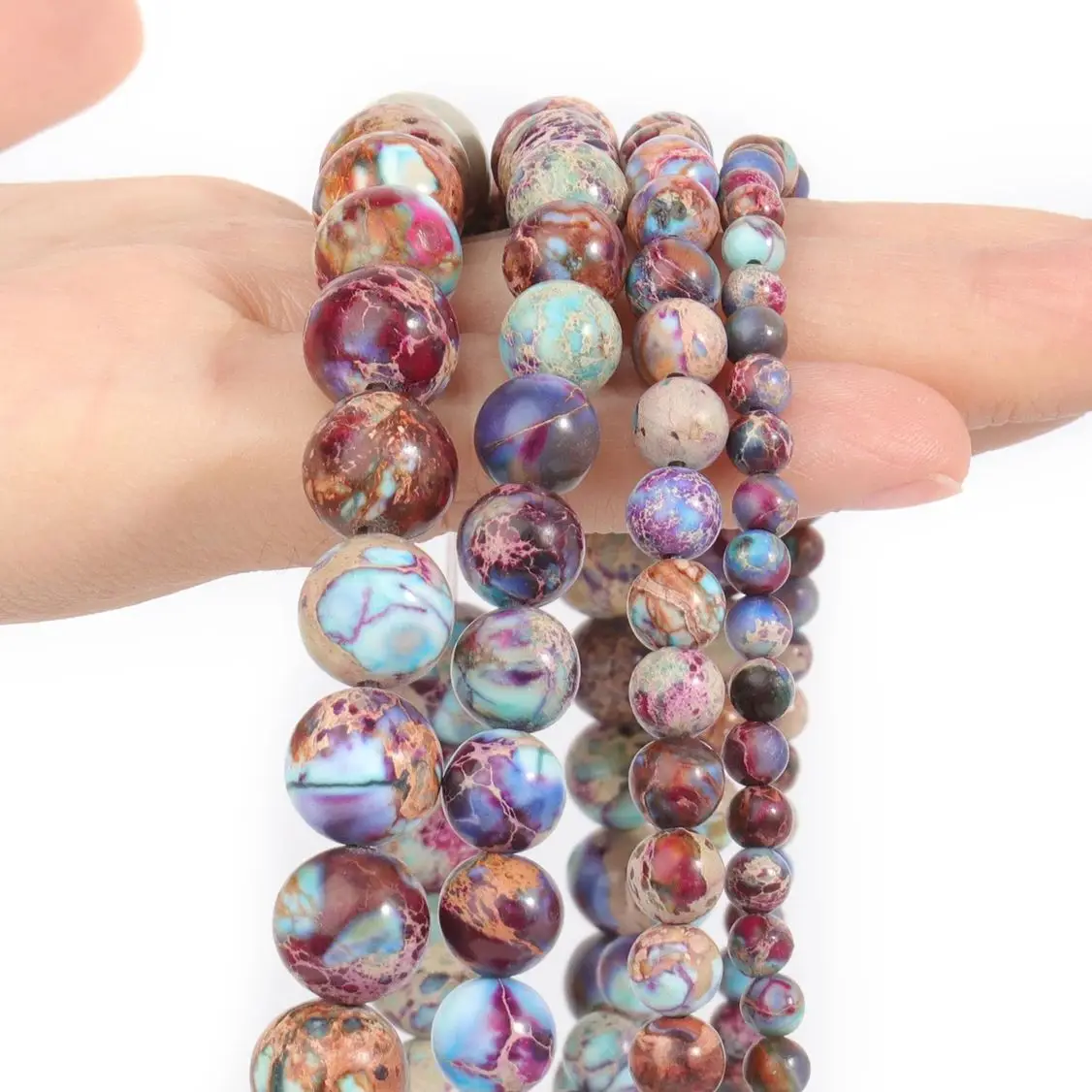 4/6/8/10mm Natural Stone Flower Purple Imperial Jasper High Quality Stone Spacer Beads For Jewelry Making DIY Bracelet Necklace