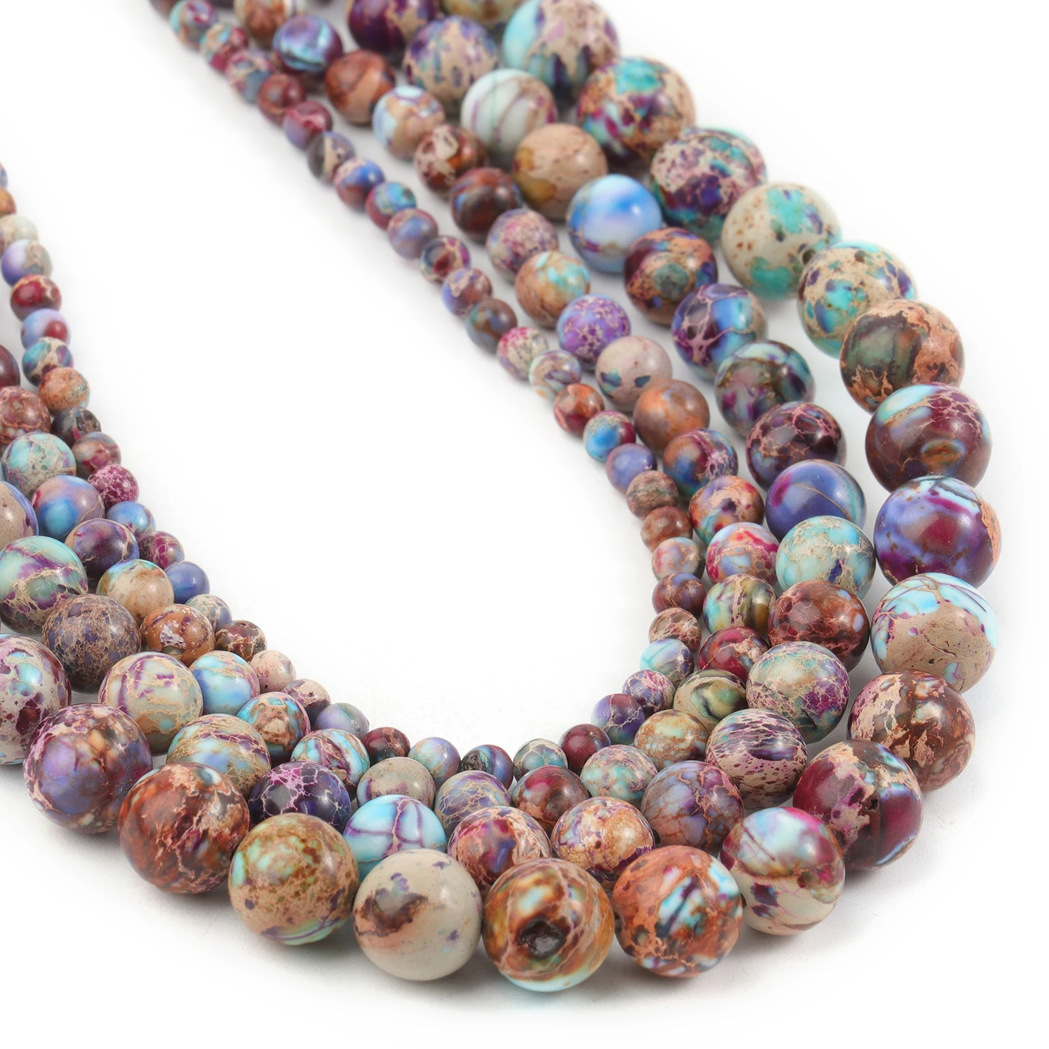 4/6/8/10mm Natural Stone Flower Purple Imperial Jasper High Quality Stone Spacer Beads For Jewelry Making DIY Bracelet Necklace