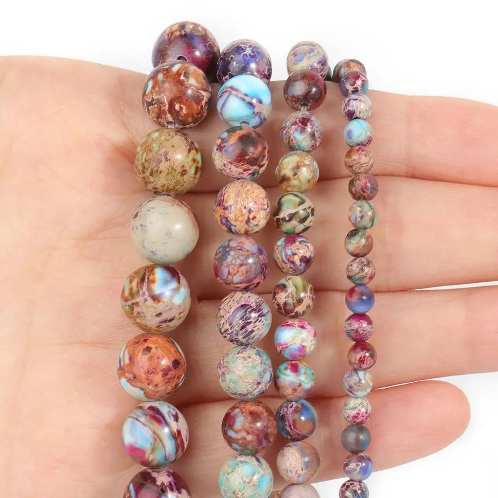 4/6/8/10mm Natural Stone Flower Purple Imperial Jasper High Quality Stone Spacer Beads For Jewelry Making DIY Bracelet Necklace