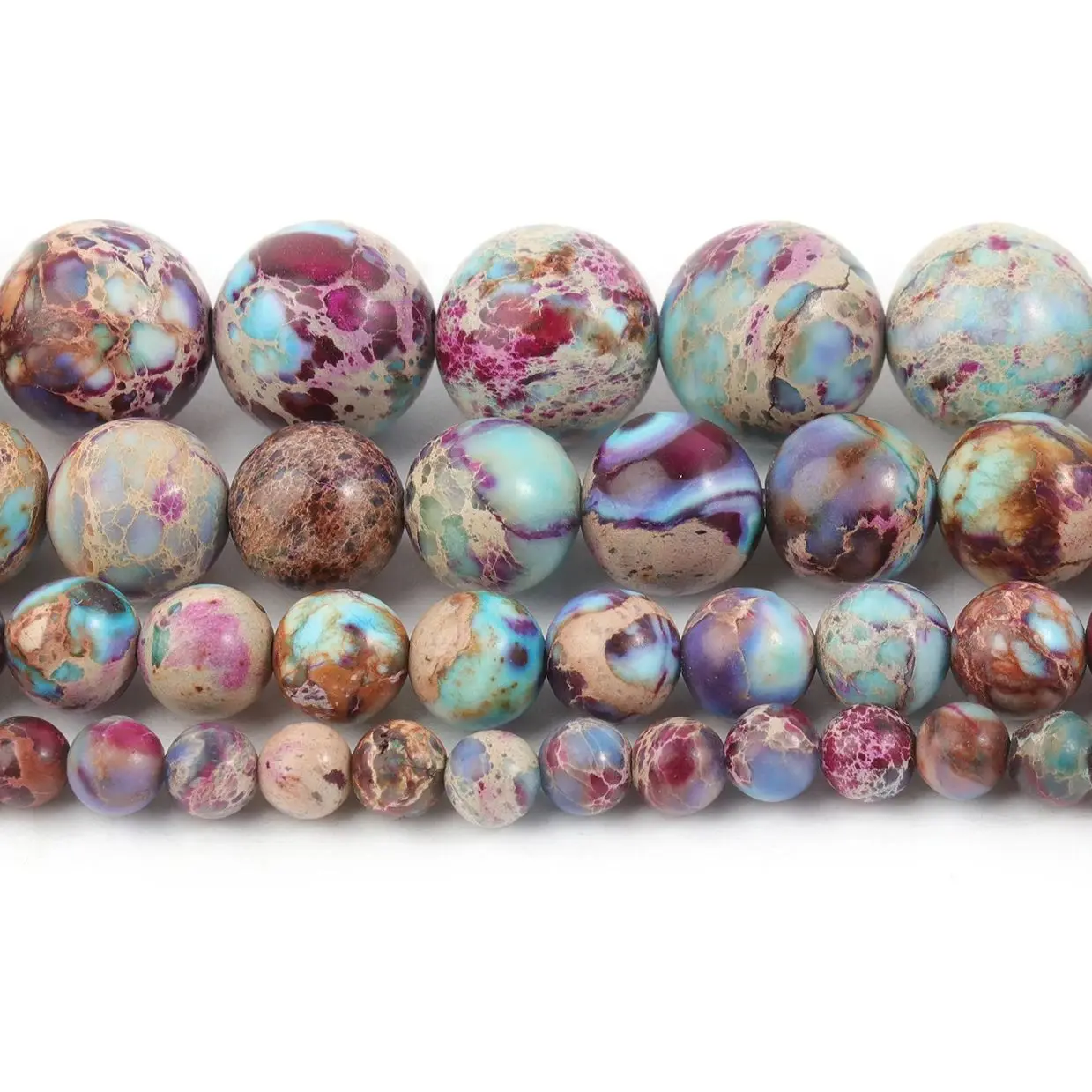 4/6/8/10mm Natural Stone Flower Purple Imperial Jasper High Quality Stone Spacer Beads For Jewelry Making DIY Bracelet Necklace