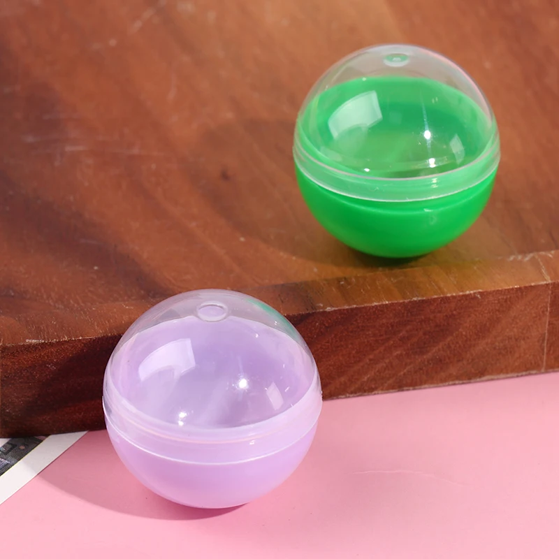 100Pcs Plastic Empty Toy Vending Capsules Half Clear Half Color Round Ball