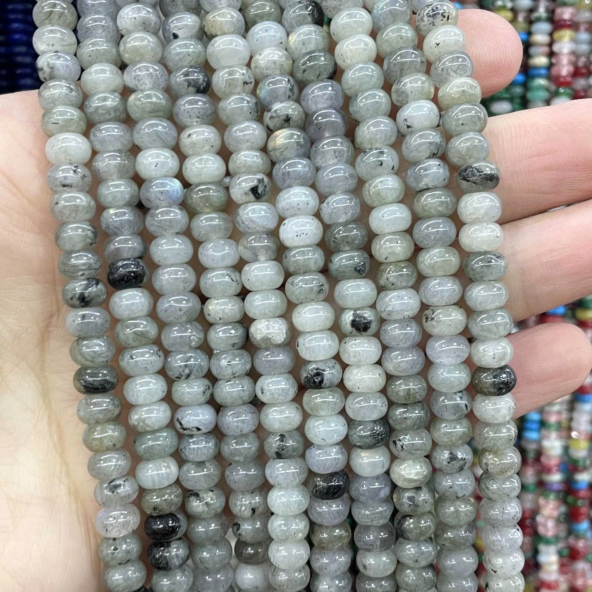 Natural Labradorite Gems Stone Faceted Round Rondelle Loose Beads For Jewelry Making DIY Bracelet Necklace Handmade Accessories