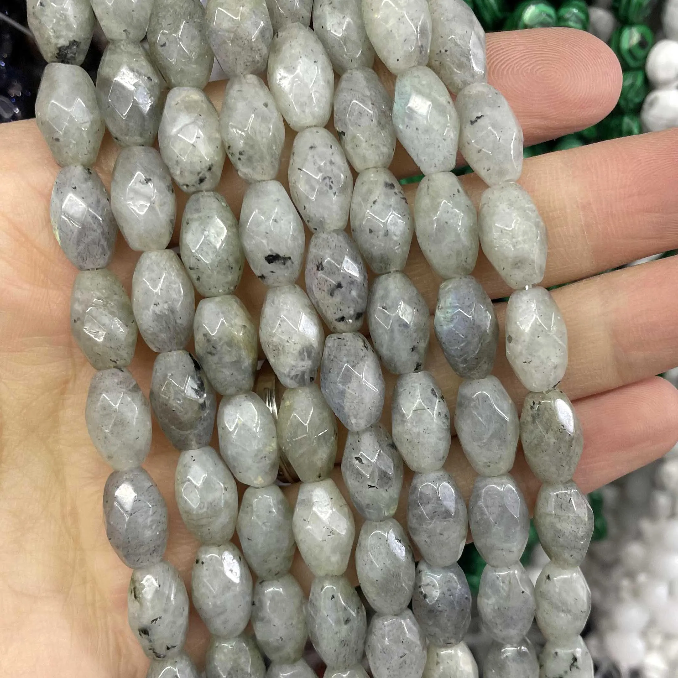 Natural Labradorite Gems Stone Faceted Round Rondelle Loose Beads For Jewelry Making DIY Bracelet Necklace Handmade Accessories