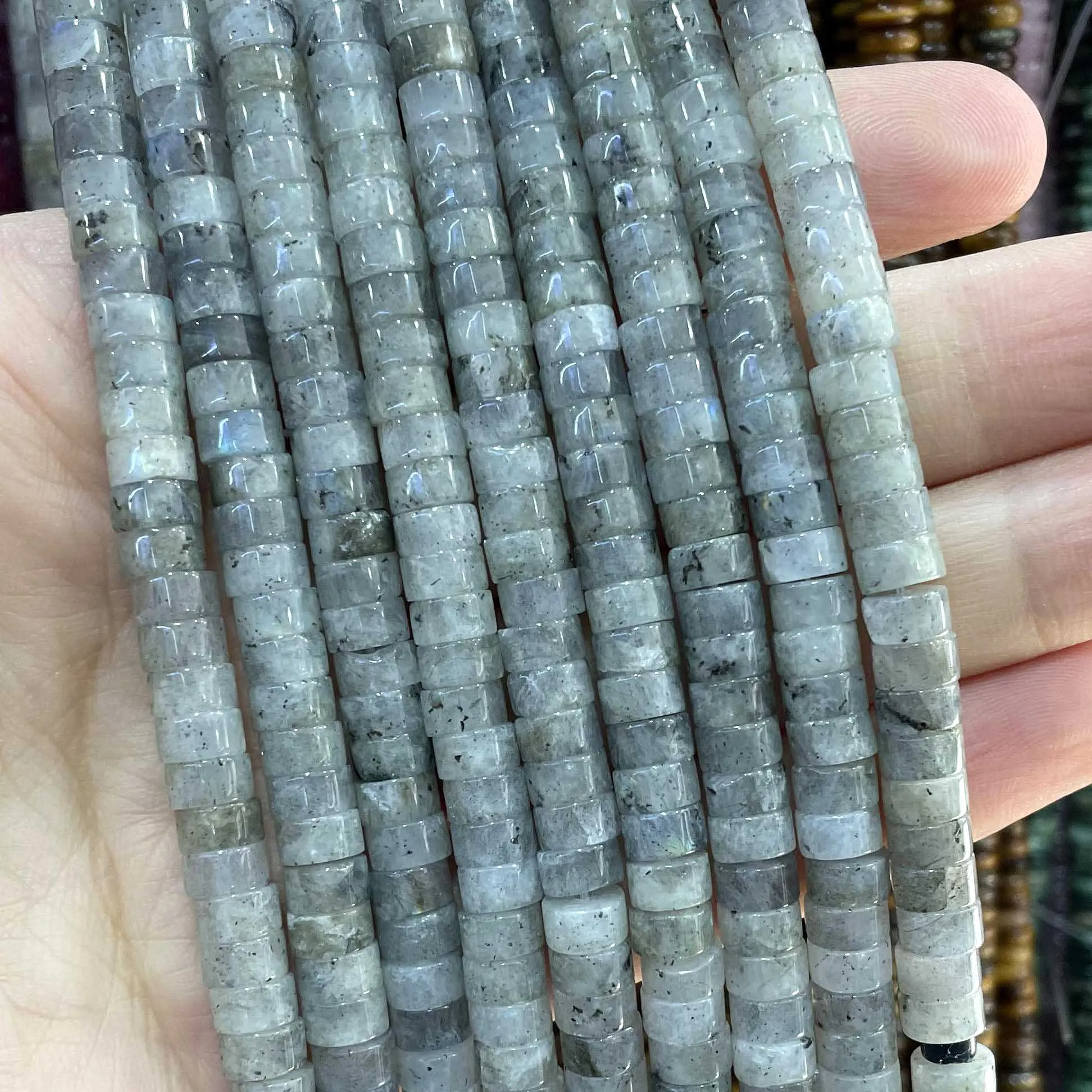 Natural Labradorite Gems Stone Faceted Round Rondelle Loose Beads For Jewelry Making DIY Bracelet Necklace Handmade Accessories