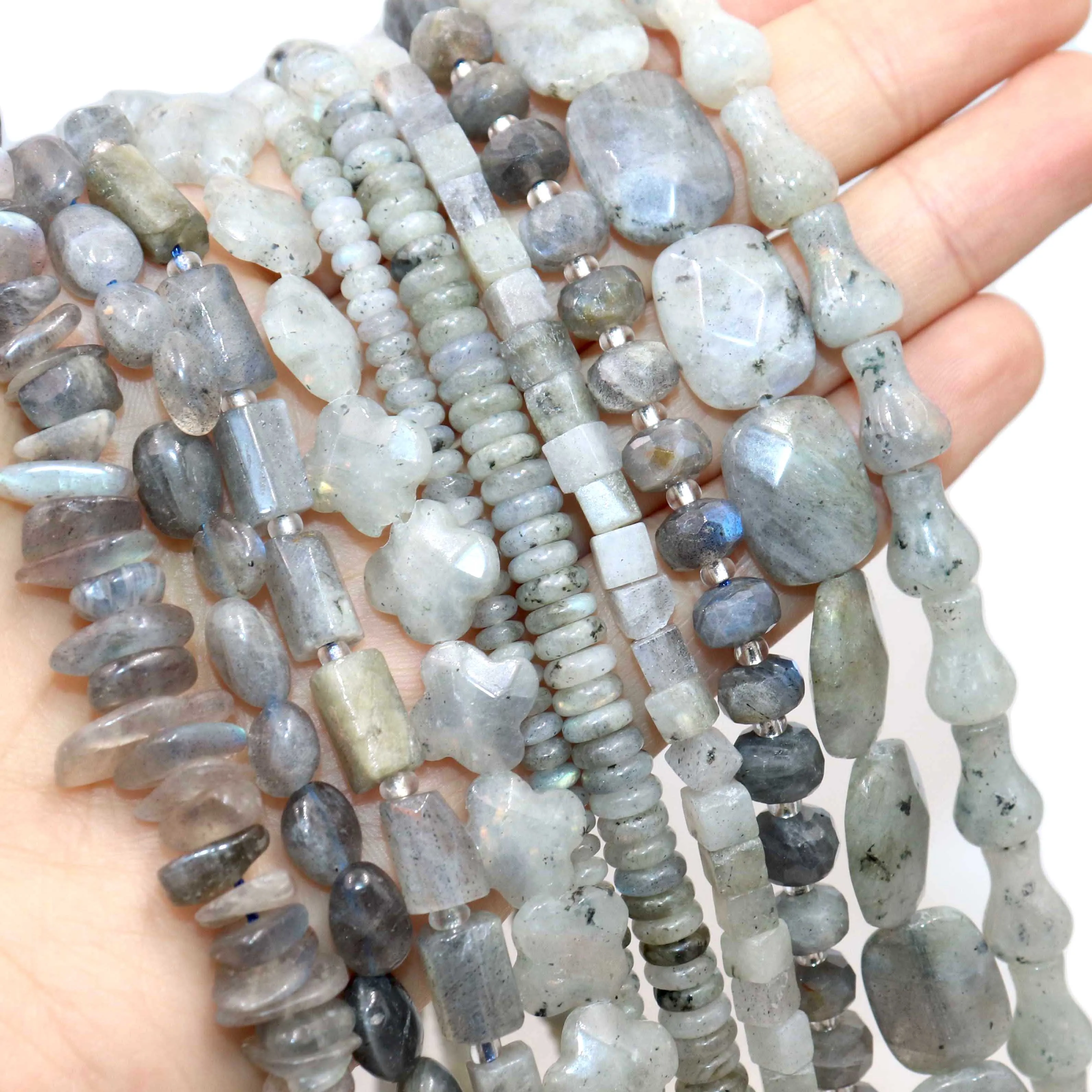 Natural Labradorite Gems Stone Faceted Round Rondelle Loose Beads For Jewelry Making DIY Bracelet Necklace Handmade Accessories
